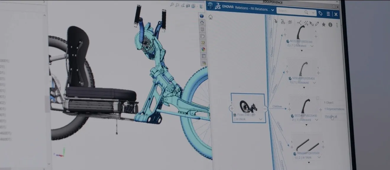 Bowhead adaptive bike 3D CAD assembly inside SOLIDWORKS 3DEXPERIENCE