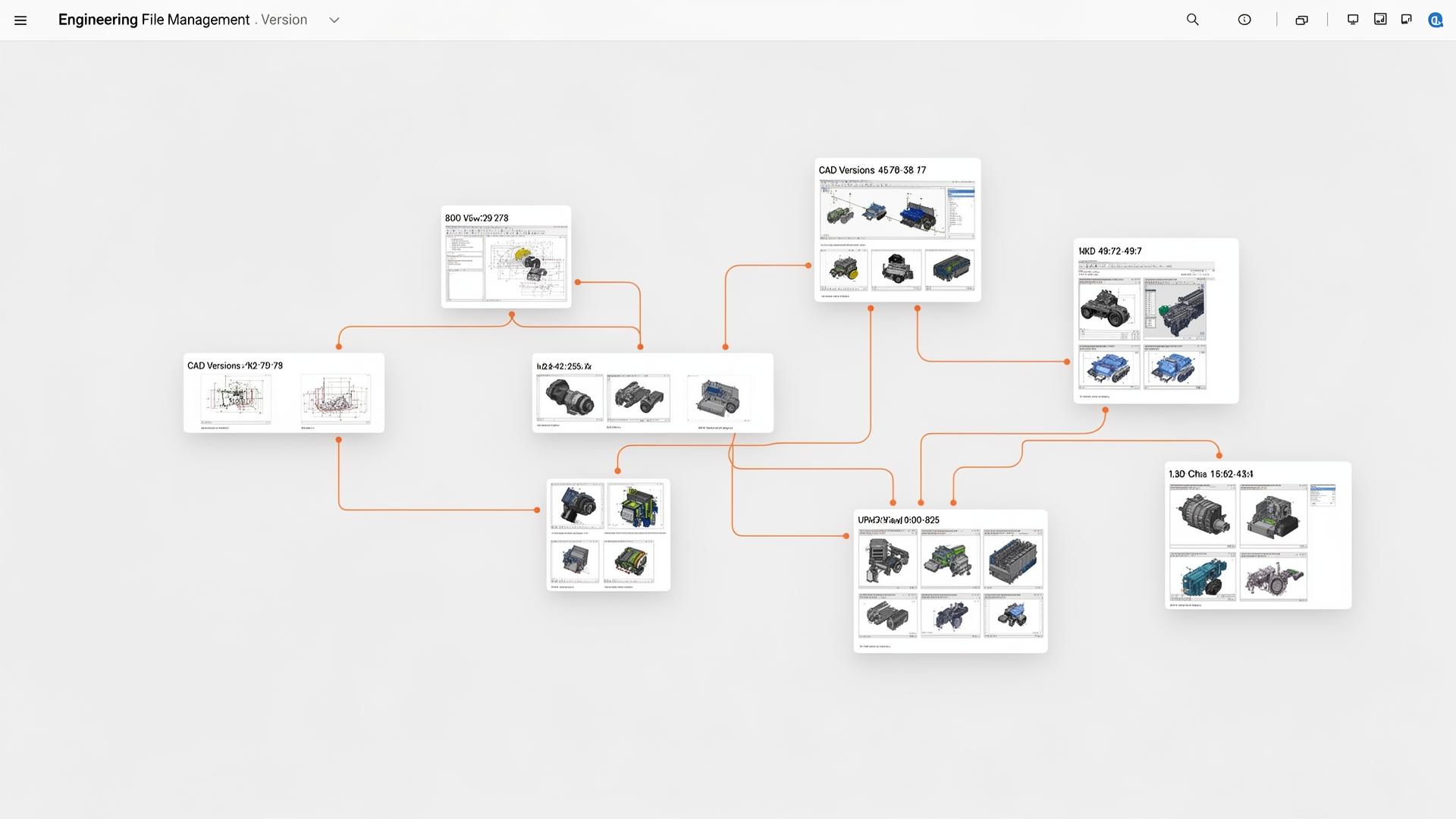 Visualization of CAD file versions branching across a project